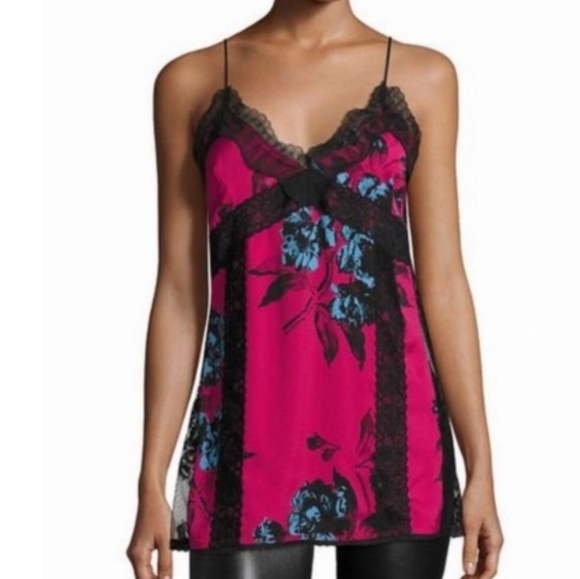 Alexander McQueen Tops - Alexander McQueen Pink Floral Lace Babydoll Cami Tank Top Size 0 NEW